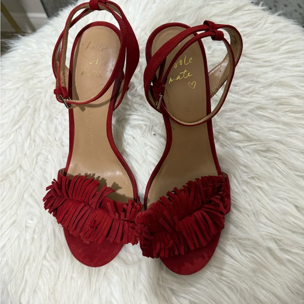 Banana Republic Red Fringe Heels - Picture 2 of 7